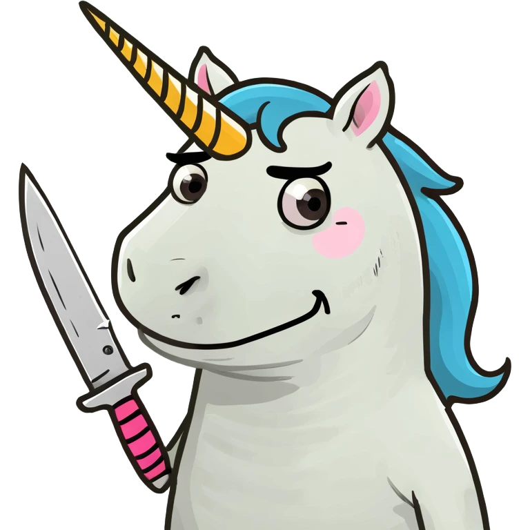 Unicorn with a knife emoji