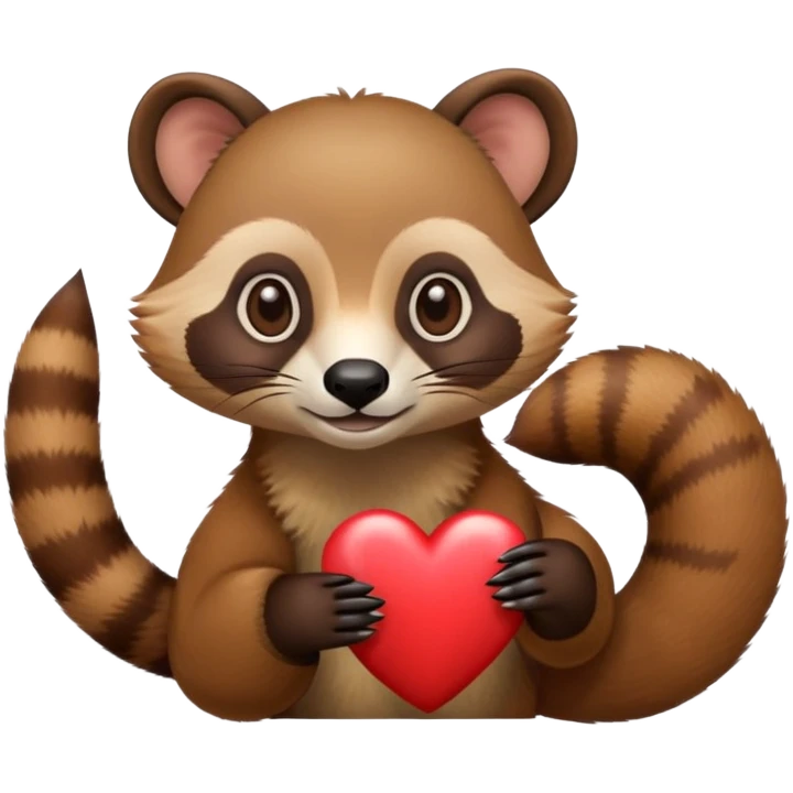 Nasenbär mit Herz in der Hand  emoji