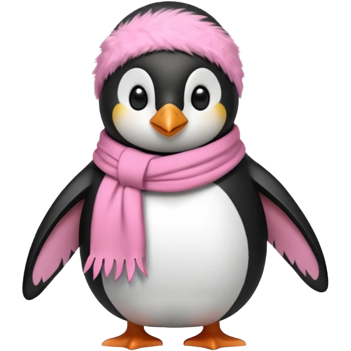 penguin with pink scarf  emoji