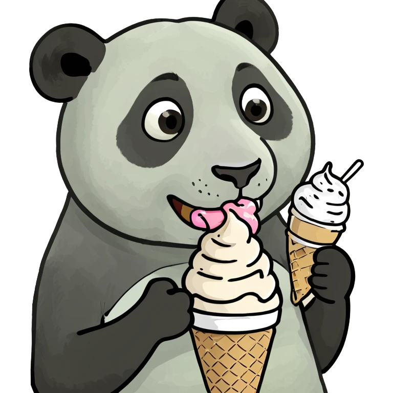 Panda eating ice cream emoji