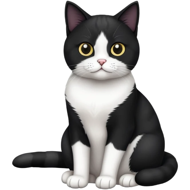 Black and white Devon cat sitting emoji