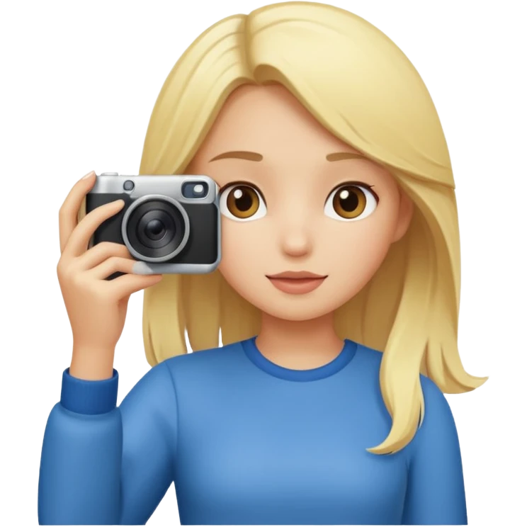 blonde cartoon girl taking picture emoji
