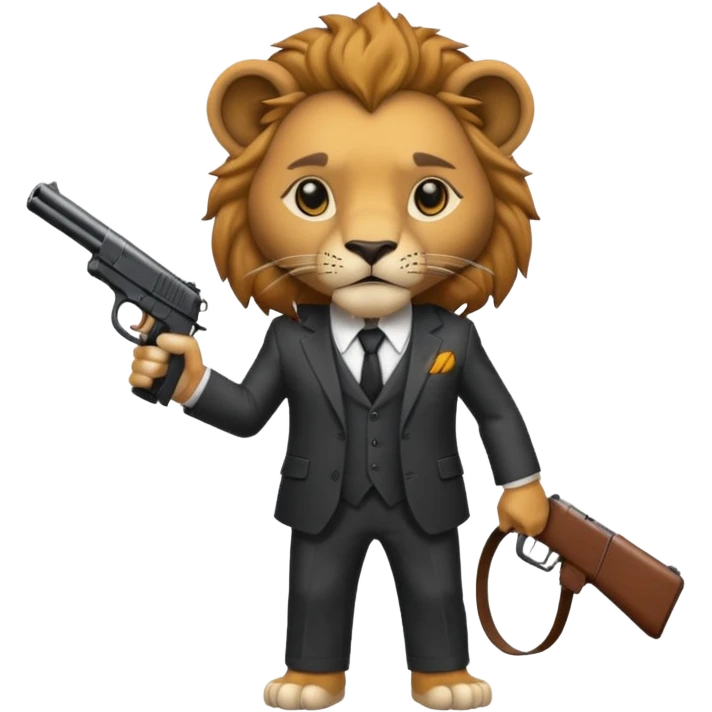 lion  gangster  with gun  emoji