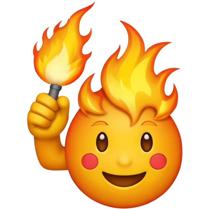 fire emoji with arm behind it behind it emoji