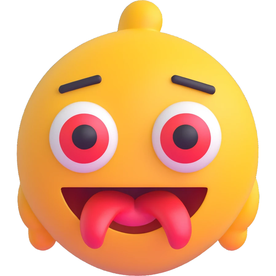 annoyed face with rolling eyes and a shocked mouth, 3D emoji style emoji