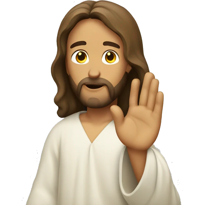 jesus listening with hand cupping ear emoji