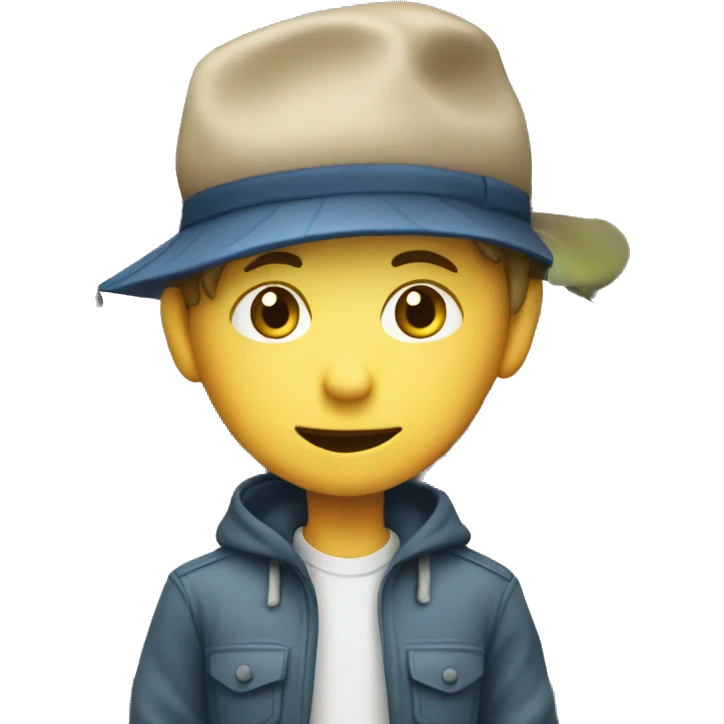 boy with hat by fence emoji