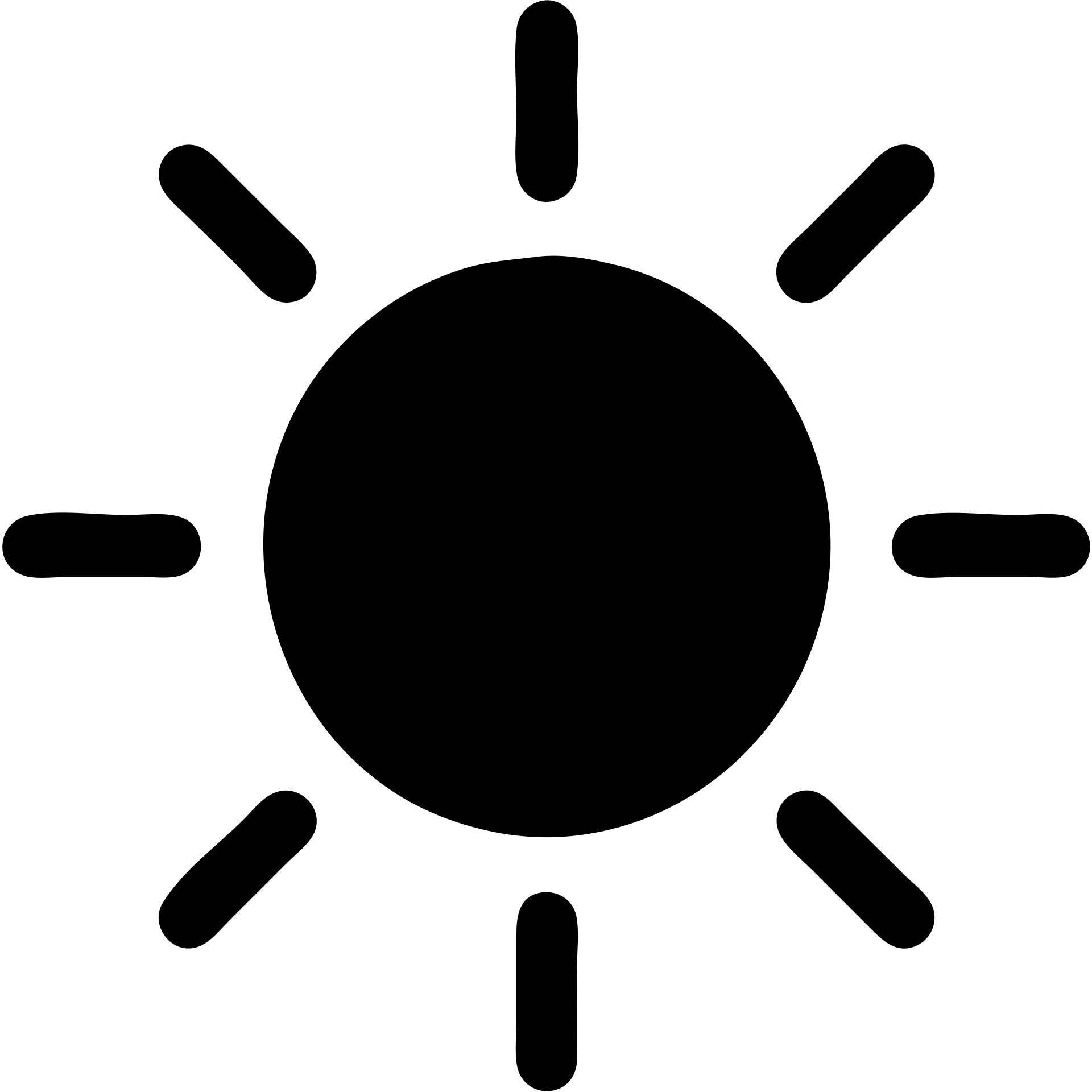 minimalist sun icon with solid circle and short simple rays emoji