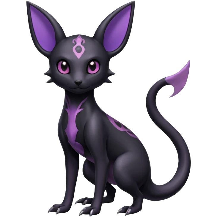 Shiny Dark Edgy Gothic Gloomy Futuristic Salandit-Umbreon-Espeon-Hybrid (Full body) emoji