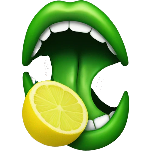 Green lips biting a lemon  emoji