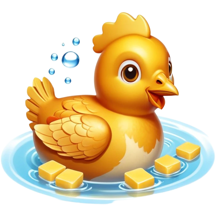 Golden chicken, butter, and fish floating with a warm glow representing their vitamin A content. The foods emit a pleasant amber light symbolizing their nutritional value for skin health and immunity. emoji