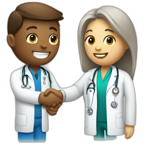 worker shaking hands with a doctor emoji