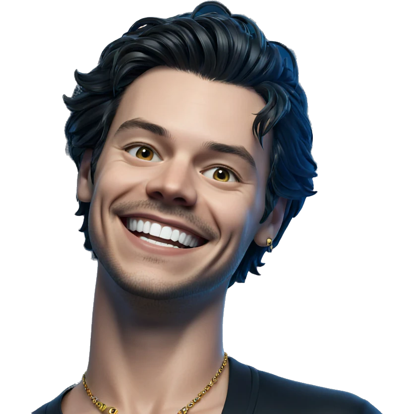 smiling boy with necklace emoji