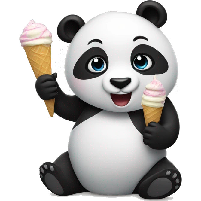 Panda eating ice cream emoji
