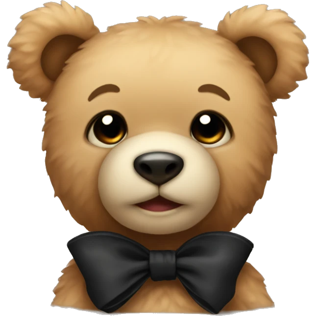 Cute teddy bear with black bow emoji