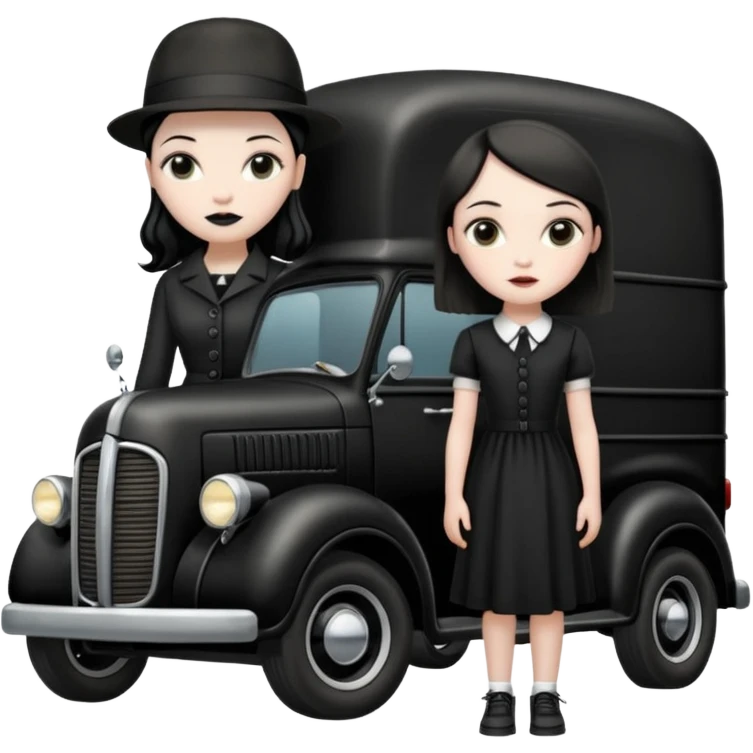 Heroic  Wednesday Adam’s  professional exterminator antique tall moving van hot rod emoji