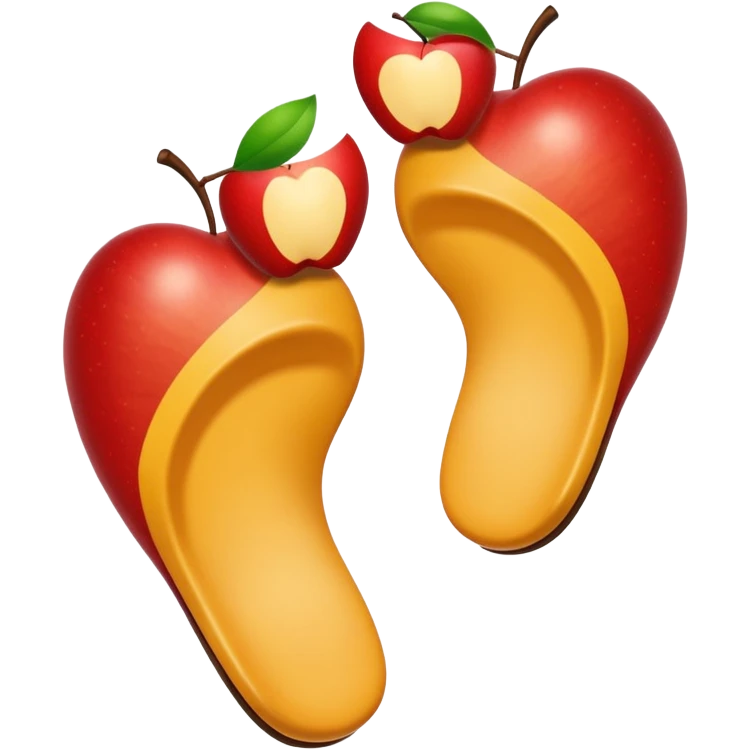 two feet, soles showing, playful apple emoji style emoji