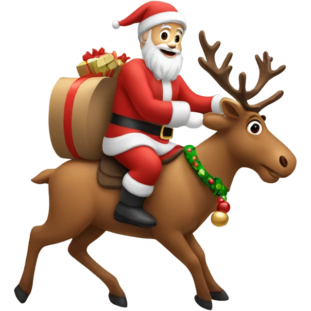 Santa riding a reindeer  emoji