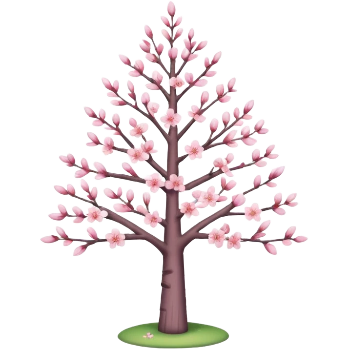 A cute pastel pink Sakura Christmas Tree with a white trunk emoji