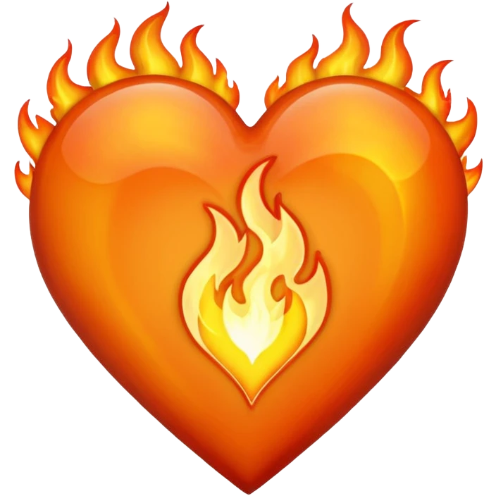 heart made of fire, glowing emoji