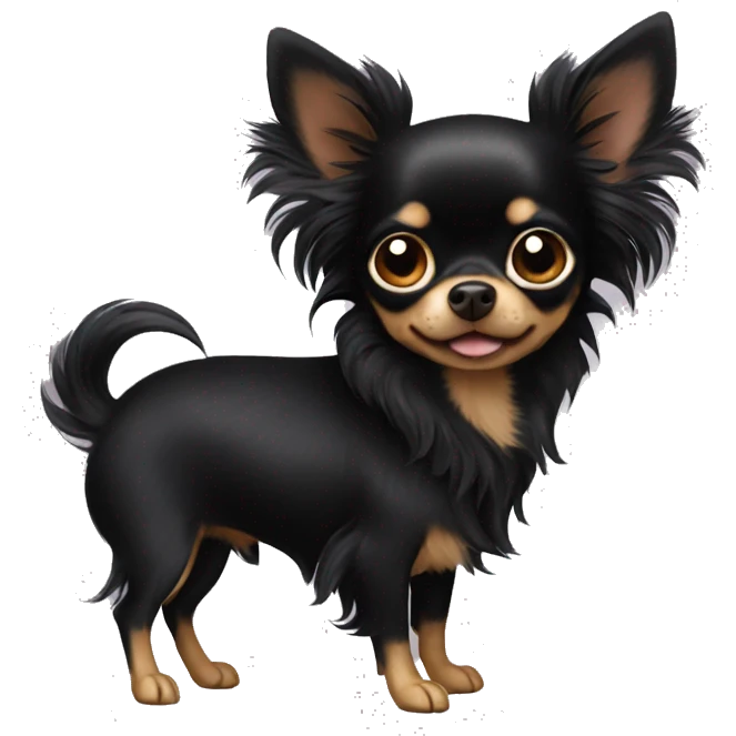 Long hair black Chihuahua with no brown emoji