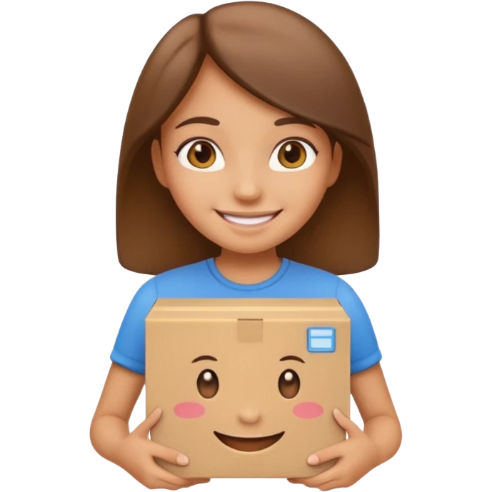 smiling girl emoji holding an open box, the girl is happy emoji