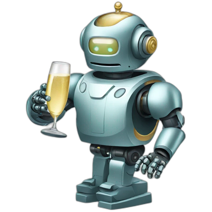 robot with champagne emoji