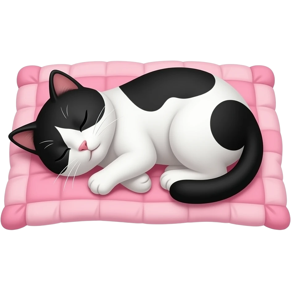 make my black and white cat sleep in a pink blanket emoji