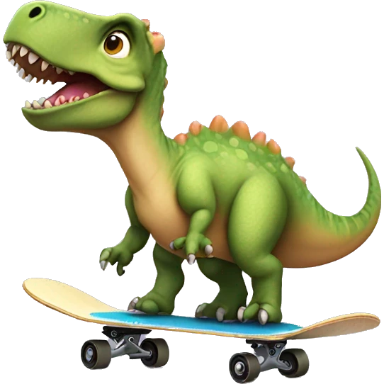 Dinosaur wearing a tutu on a skateboard  emoji