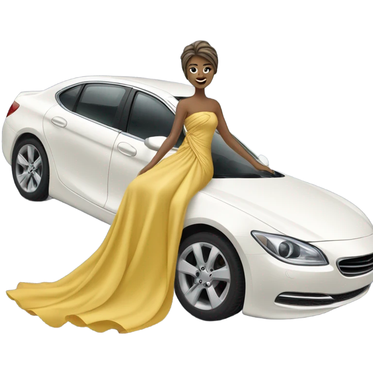 Car wearing a dress emoji