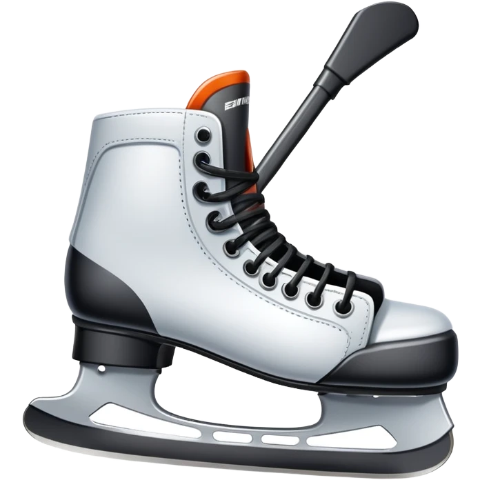 Please, make An icon featuring The background shows a packed stadium with cheering fans, bright arena lights, and an icy rink and close-up shots of key hockey equipment: a hockey stick, puck, and skates. Transparent background highlights the essentials of the game and the thrill of the sport. emoji