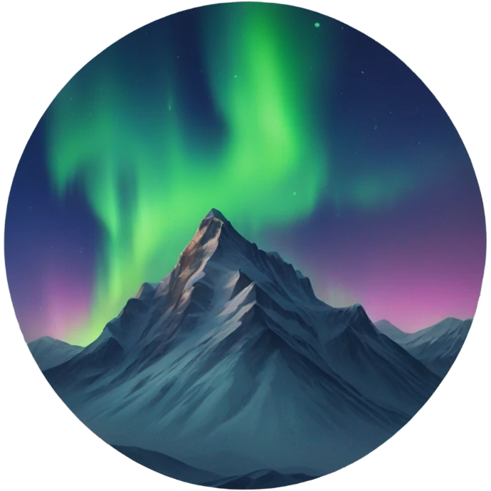 Northern lights with mountain  emoji