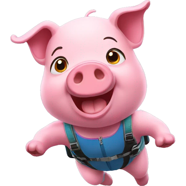 Pig skydiving emoji