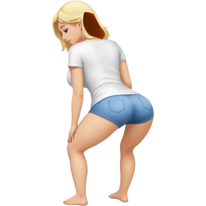 fullbody busty blonde woman cartoon emoji style bending over back view SFW no nudity emoji