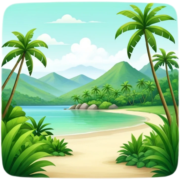 Gorgeous landscape painting tropical calm green complete emoji