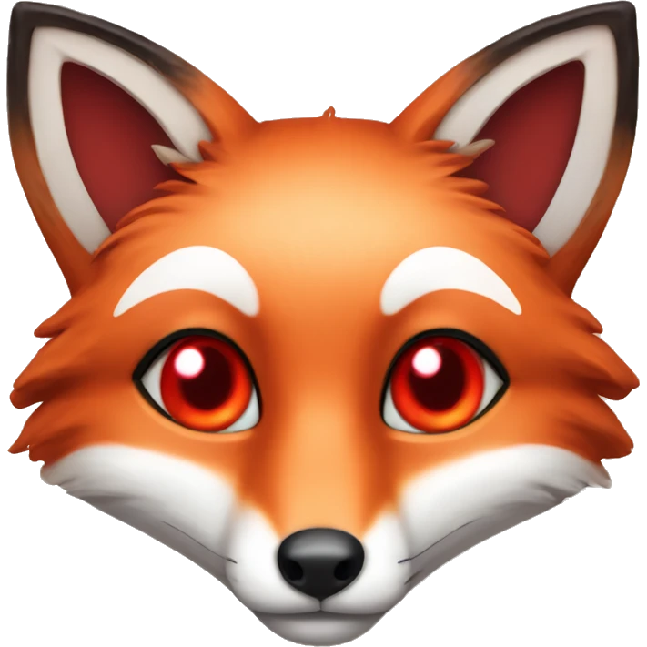 deep lush red fox face with tiny red heart instead of eyes emoji