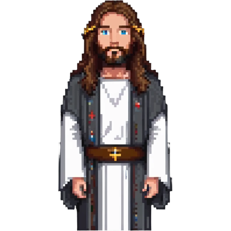 Jesus Christ with long hair and beard in robes emoji