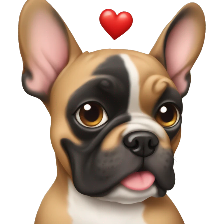 Black and tan frenchie dog holding heart  emoji
