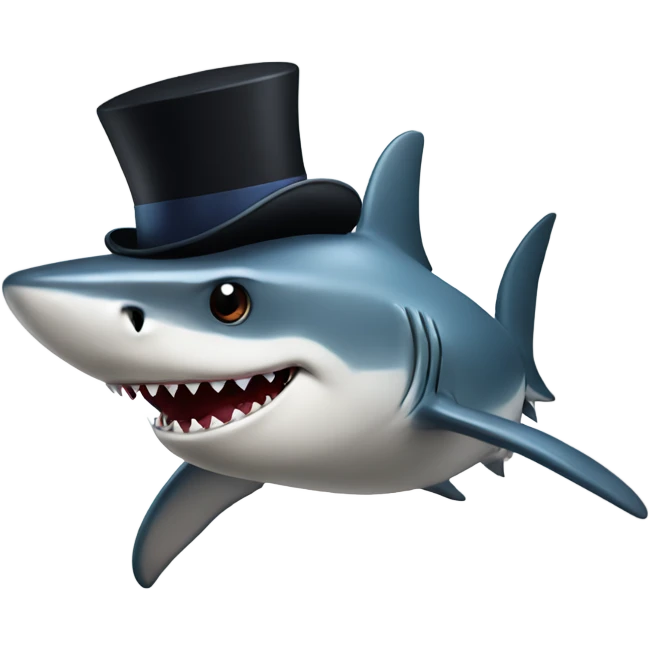 Shark with a top hat emoji
