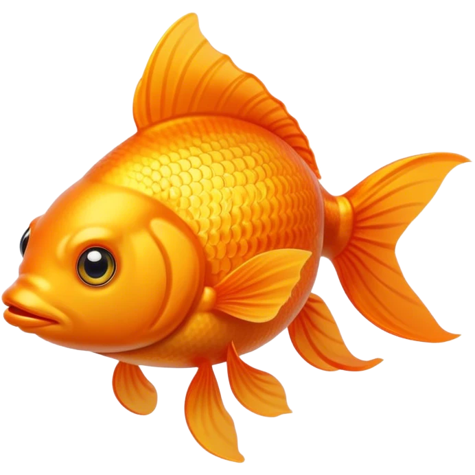 Cinematic Noble Orange Goldfish Portrait Emoji, Poised and regal, with a sleek, streamlined build and a lustrous, vibrant orange body, deep-set soulful golden eyes, Simplified yet sharp and sophisticated features, highly detailed, glowing with a soft, dignified glow, high shine, intelligent and graceful, stylized with an air of aquatic elegance, focused and attentive, soft glowing outline, capturing the essence of a watchful and confident aquatic companion, so majestic it feels as though it could glide out of the screen with effortless authority! emoji