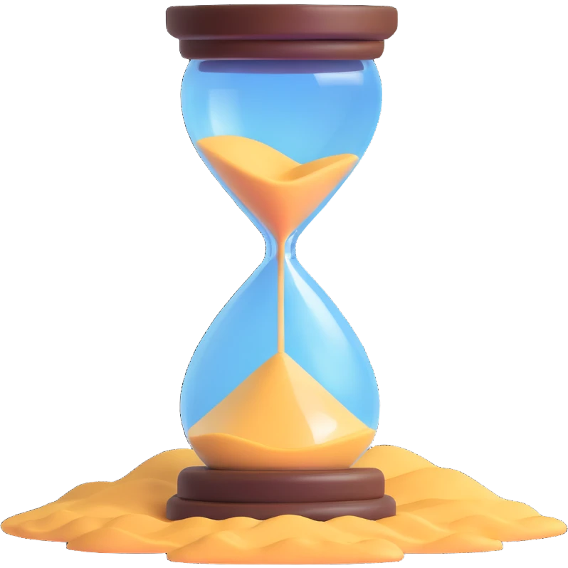 A visual representation of time passing: an hourglass with sand falling, or a clock with spinning hands, symbolizing the flow of time. emoji