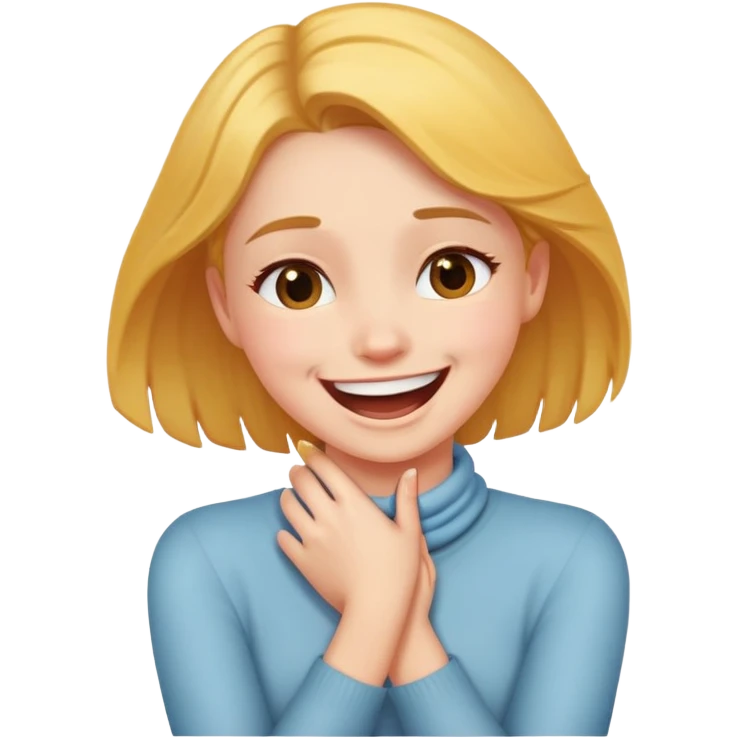 girl crossing hands holding neck laughing  emoji