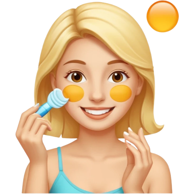 female character with applying sunscreen to cheek emoji