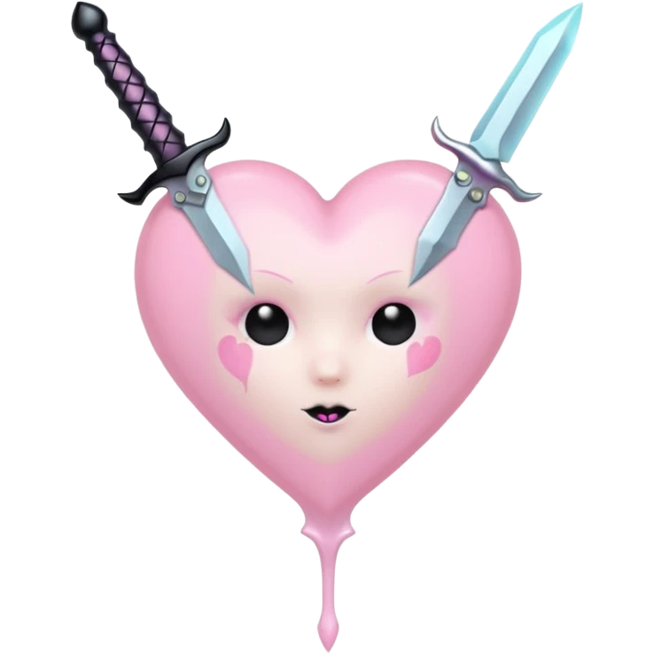 pastel goth heart with pastel dagger emoji
