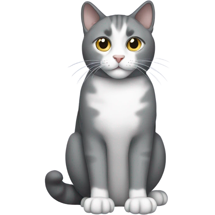 Grey cat with white belly and white paws  emoji
