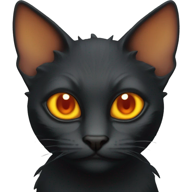 black goblin cat orange eyes emoji