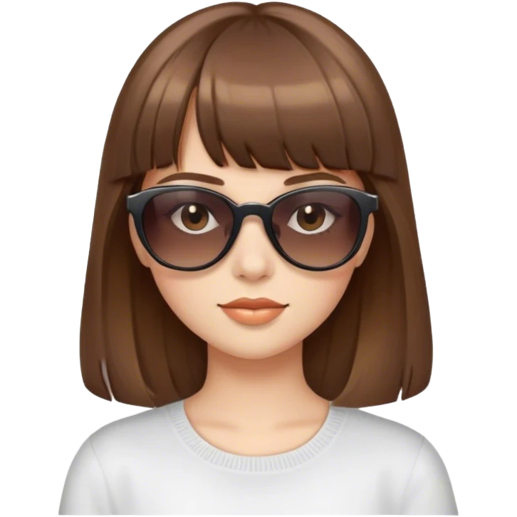 Brown haired girl with bangs and sunglasses emoji