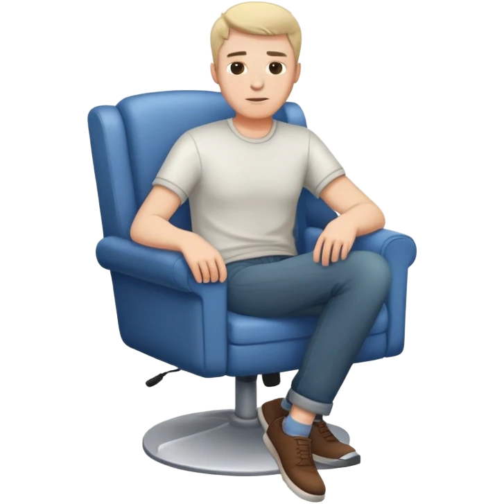 White male casual clothes sitting on chair emoji