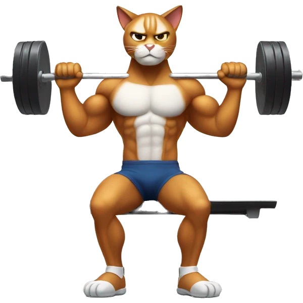 muscular cat doing bench press emoji