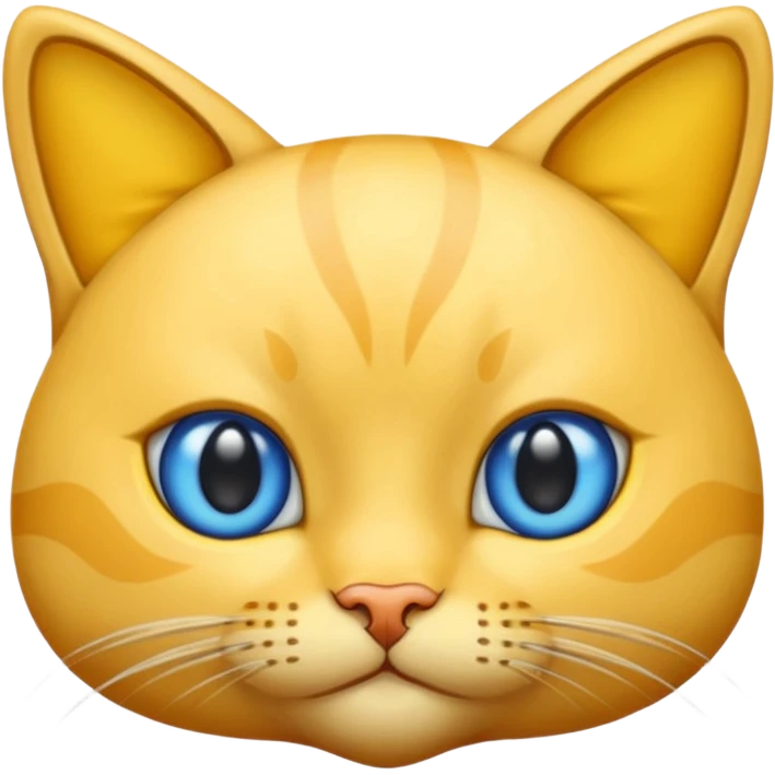 GATO AMARILLO SIN OREJAS VERDES Y OJOS AZULES emoji